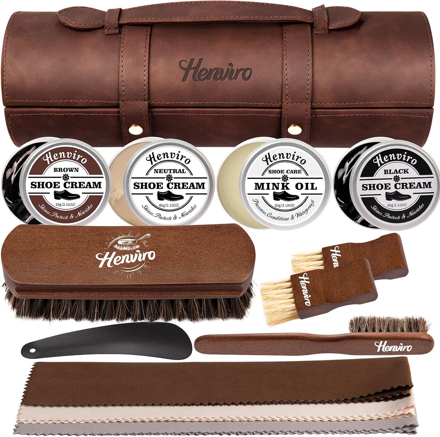 Henviro Leather Shoe Polish Care Kit — Complete Shine Set