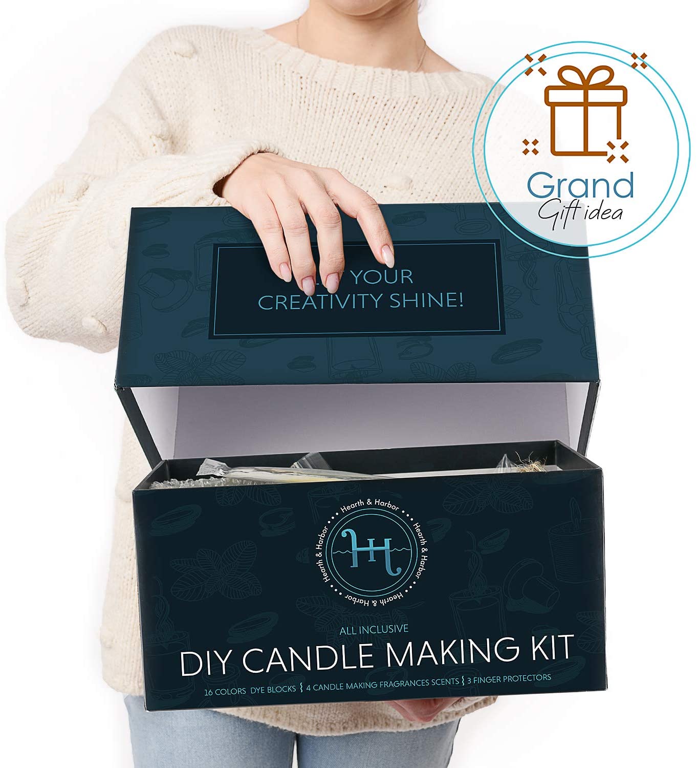 Hearth &amp; Harbor DIY Candle Making Kit for Adults and Kids, Candle Making Supplies, Soy Candle Wax Flakes, Complete Candle Kit Making, Starter Candle Making Set - Complete Kit - 12 Lbs image 8