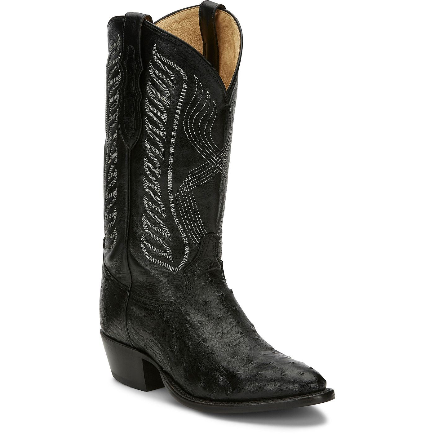 Tony Lama Men's 13" McCandles Full Quill Ostrich Western Boot Black (8255)