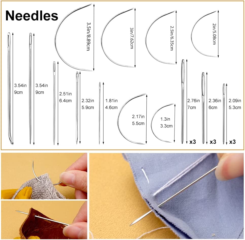 WONVOC Upholstery Repair Kit 42-Pack, Leather Sewing Kit, Leather Sewing Repair Kit, Leather Sewing Tools, Upholstery Thread and Needle, Leather Working Kit with Sewing Awl, Sewing Thread image 3