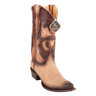 MEN'S KING EXOTIC SNIP TOE SHARKSKIN BOOTS HANDCRAFTED BURNISHED ORYX (494RD0911) image 0