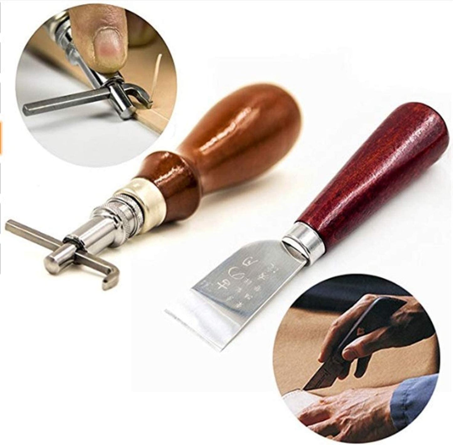 Citian Leather Tools Kit Stitching Punch Sewing Carft DIY Tool Carving Craft Saddle Working Groover and 18pcs for Hand Set Prong image 5