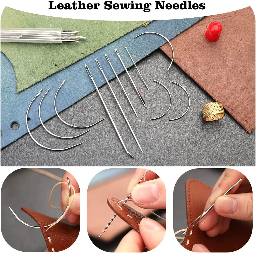 46 Pcs Leather Sewing Kit, Upholstery Repair Set, Leather Craft Tools, Upholstery Carpet Leather Canvas DIY Sewing Accessories, Suitable for Beginners and Professionals Leather Craft image 4