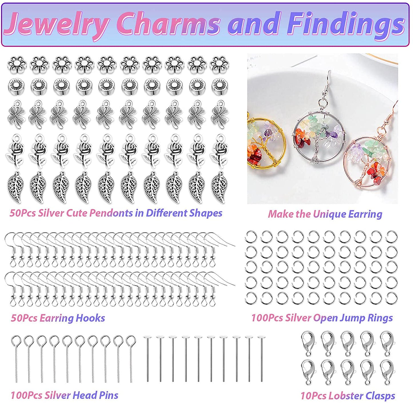 Ring Making Kit, 1718Pcs Jewelry Making Kit with 28 Colors Crystal Gemstone Chip Beads, Ring Sizer Tools, Jewelry Wire, Jewelry Pliers and Other Jewelry Ring Making Supplies image 3