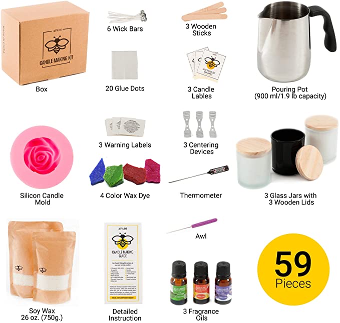 DIY Soy Candle Making Kit for Adults with Big Glass Candle Jars - Candle Making Supplies - Candle Rose Mold - Wicks - Soy Wax Flakes Candle Making Kits - Full Beginners Set image 4