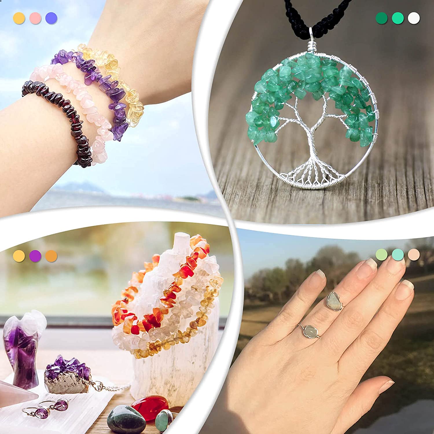 Ring Making Kit, 1718Pcs Jewelry Making Kit with 28 Colors Crystal Gemstone Chip Beads, Ring Sizer Tools, Jewelry Wire, Jewelry Pliers and Other Jewelry Ring Making Supplies image 1