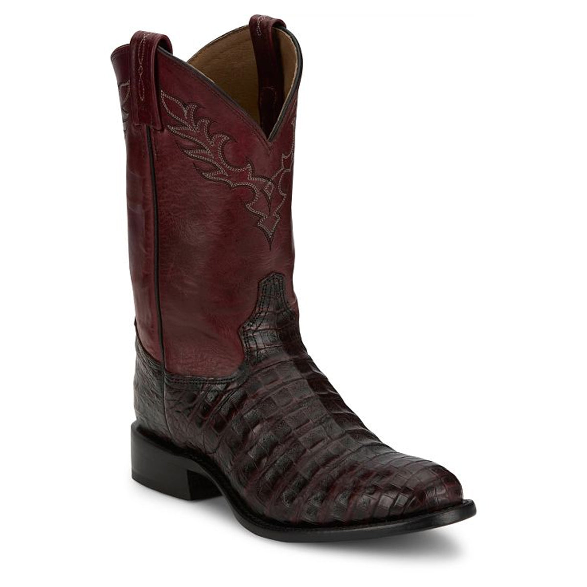 Tony Lamas Boots Men's Footwear Western Delmonte 11" Caiman Color Black Cherry image 1