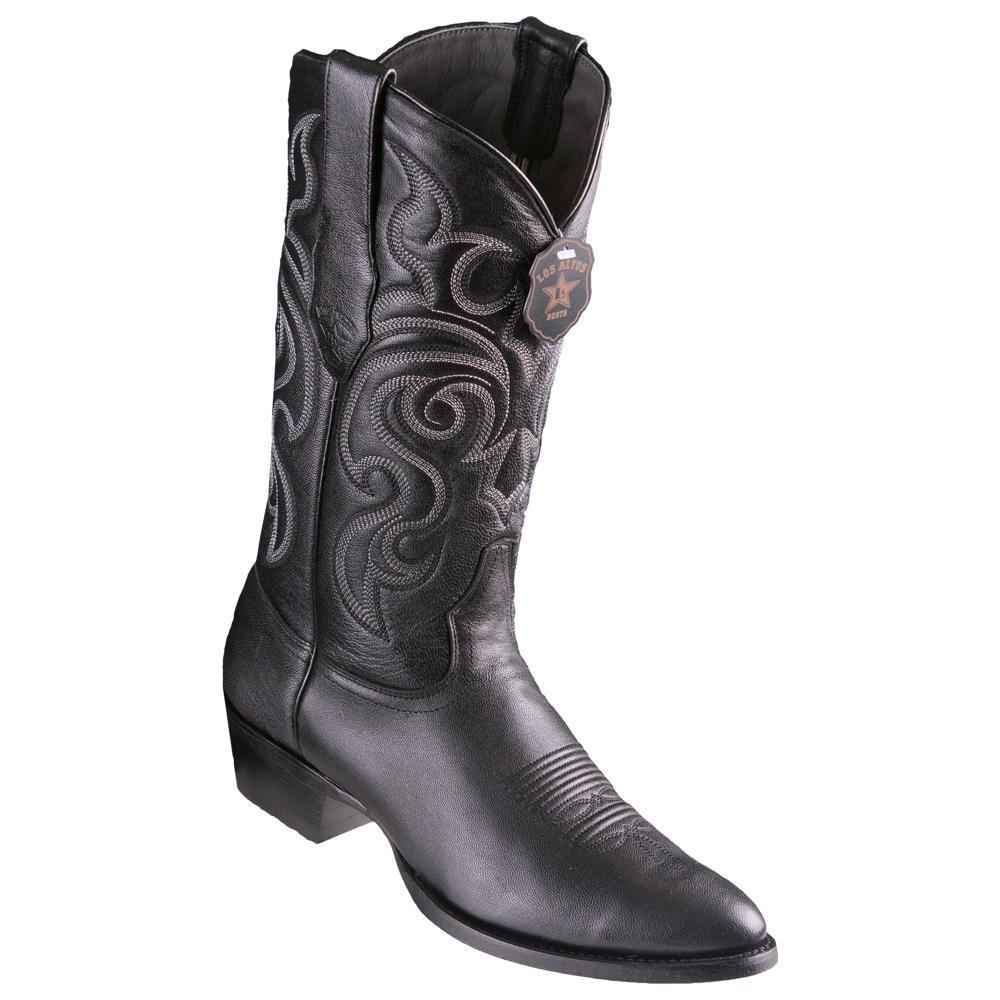 Los Altos Boots Mens #659205 Round Toe | Genuine All Over Goat Leather Boots | Color Black image 0