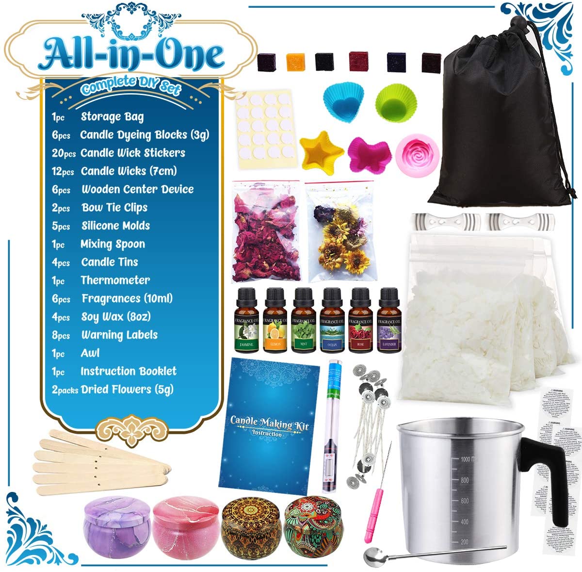 Catcrafter Scented DIY Candle Making Kit - Soy Wax Candle Kit Art &amp; Craft Supplies &amp; Materials for Adults with Candle Wax Paraffin Wax Melter Candles Bulk for Small Business Supplies Home Essentials image 1