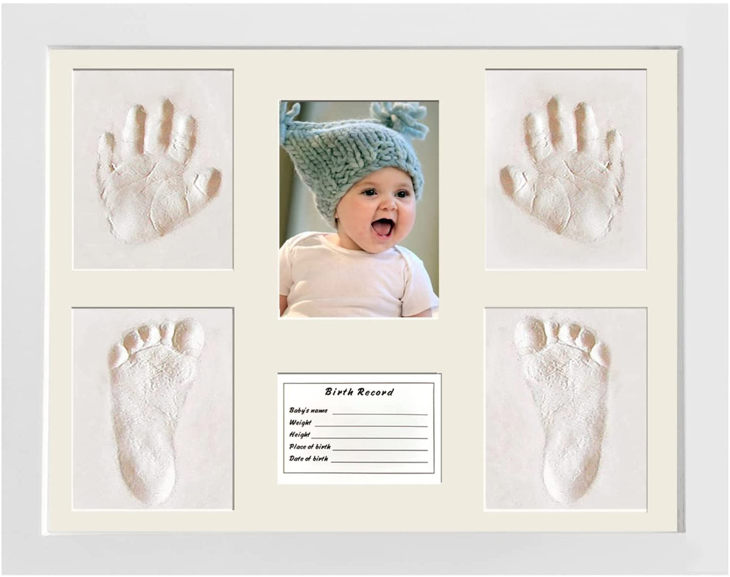 Baby Clay Handprint Footprint Kit, Newborn Picture Frame Shower Gifts Nursery Decor, Hand Foot Impression Photo Keepsake for Girls Boys image 0