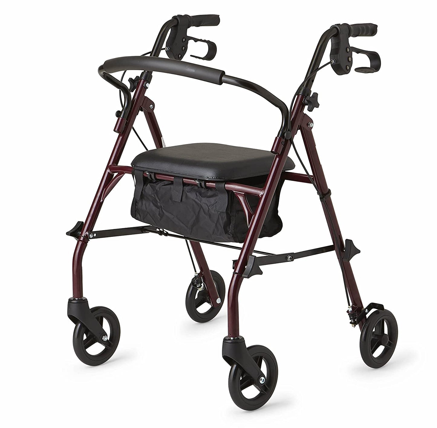 Healthcare Direct Steel Rollator Walker with 350 lb. Weight Capacity, Burgundy image 0