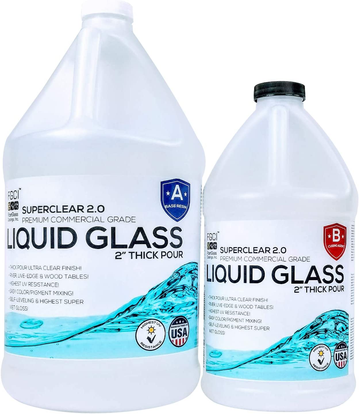 Deep Pour Epoxy Resin Kit Crystal Clear Liquid Glass, Super Colors Pigment Bundle 2-4 inch 3 GL Resin Kit - Self Leveling, Clear Resin Epoxy, Epoxy Resin Table DIY, Deep Resin Molds, River Table, 2:1 image 0