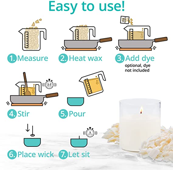 Hearts &amp; Crafts Natural Soy Candle Wax and Candle Making Supplies - 10 lbs Soy Wax for Candle Making - 100 6-Inch Pre-Waxed Candle Wicks - 2 Metal Centering Devices - 10 Pounds Soy Wax Flakes image 4