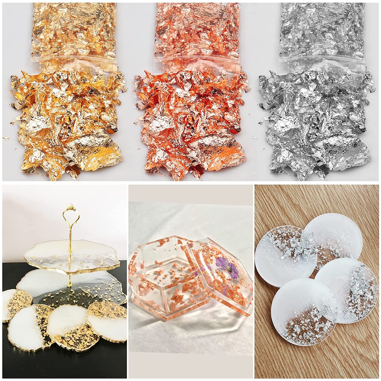 Epoxy Resin Clear Crystal Coating Kit 19.1oz - 2 Part Casting Resin for Art, Craft, Jewelry Making, River Tables, Bonus Gloves, Measuring Cup, Wooden Sticks, Dropper, Gold Foil Flakes and Tweezers image 4