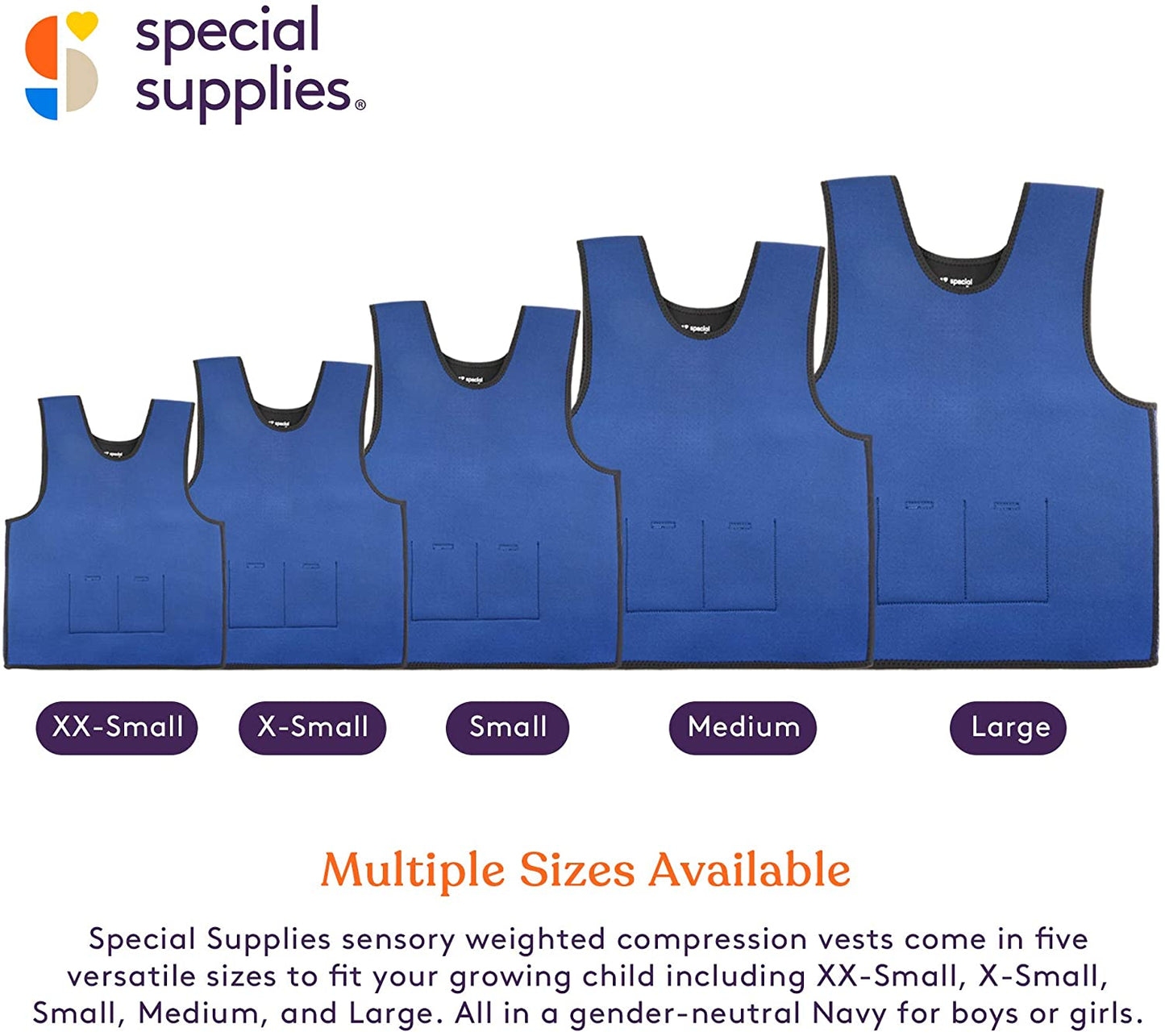 Special Supplies Weighted Sensory Compression Vest for Kids with Processing Disorders, ADHD, and Autism, Calming and Supportive with Adjustable Weight Fit (Small 17x30 inches) image 6