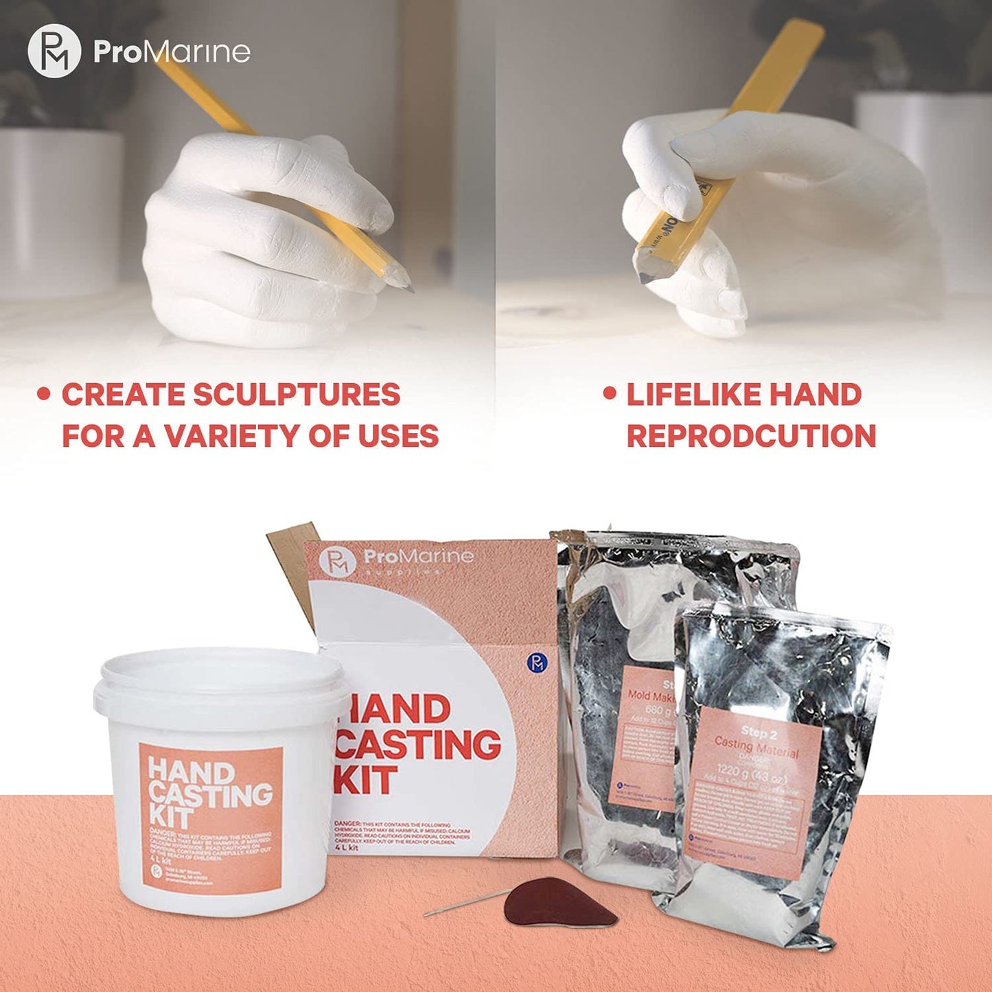 Pro Marine Hand Casting Kit (4-Liter Kit) | DIY Mold-Maker for Creating Hand Sculptures | Unique Arts and Crafts Gift | for Couples, Weddings, Anniversaries, and Family Keepsakes image 2