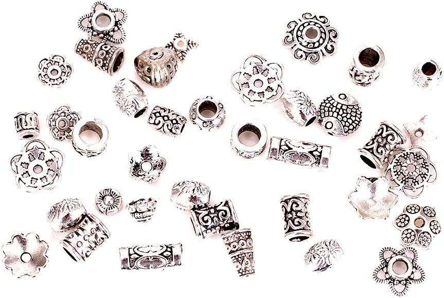 Incredible art 100-Piece Bali Style Jewelry Making Metal Bead Caps Deluxe New Mix, Silver image 5
