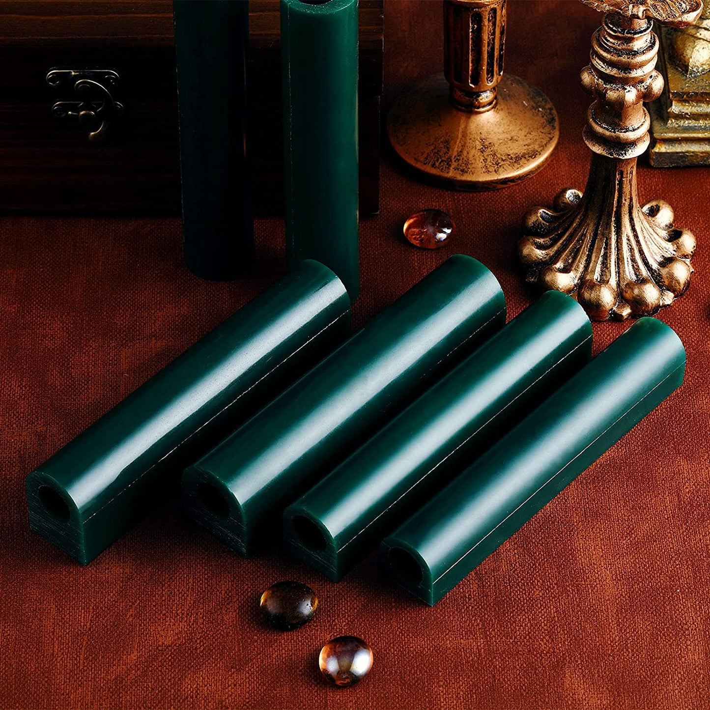 6 Pieces Carving Wax Ring Tube Green Ring Carving Wax Hole Round Wax Tubes Ring Hard Modeling Wax for Jewelry Ring Casting Mold Kit Ring Making, Different Sizes image 6