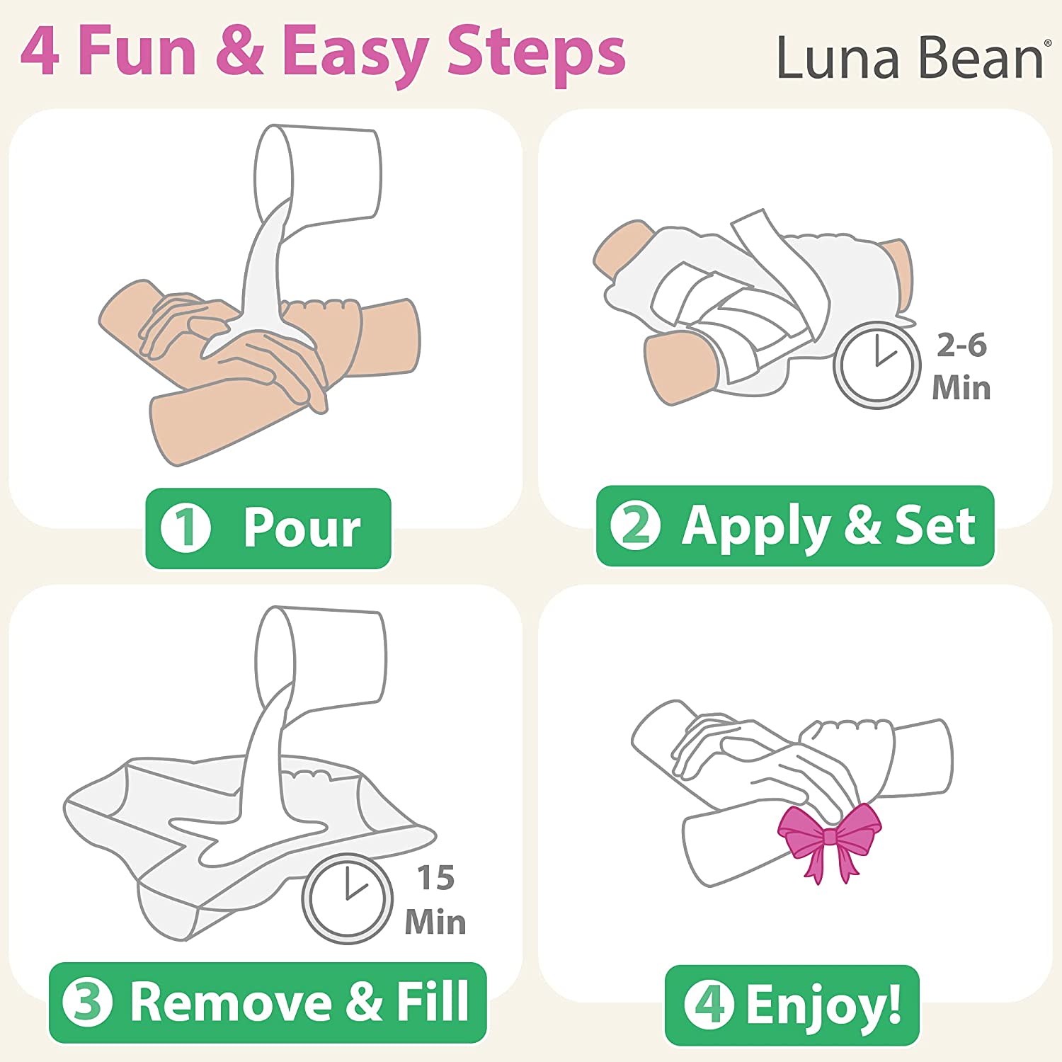 Luna Bean Intertwined Family Size Plaster Hand Mold Casting Kit - Perfect for Adults &amp; Kids DIY Kits - (Cast up to 6 Hands) image 5