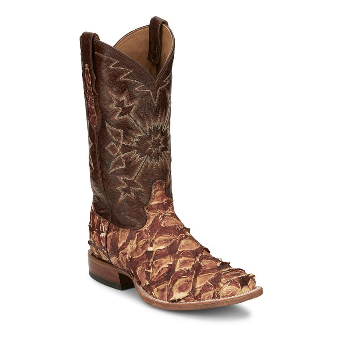 Tony Lamas Boots Men's Footwear Western Leon 13" Pirarucu Color Cognac image 1