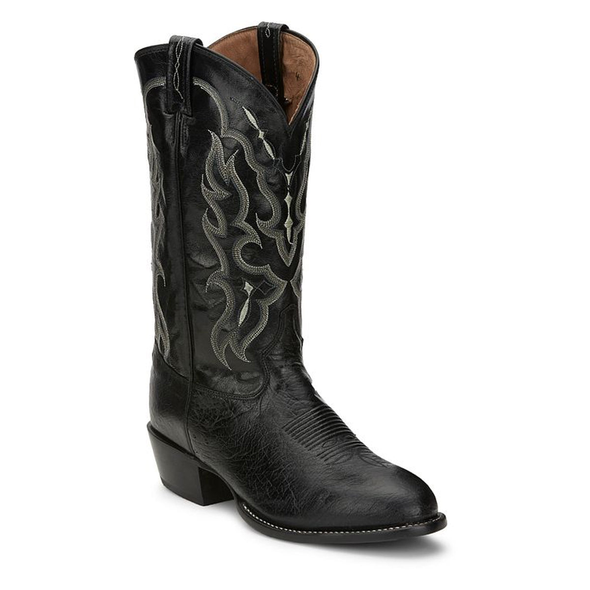 Tony Lamas Boots Men's Footwear Western Bonham 13" Smooth Ostrich Western Boot Color Black image 1