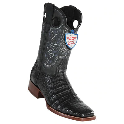 WILD WEST BOOTS #28248205 MEN'S | COLOR BLACK | MEN'S WILD WEST SQUARE TOE CAIMAN BELLY BOOTS HANDCRAFTED image 0