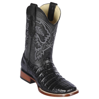 LOS ALTOS BOOTS MENS #8268205 WIDE SQUARE TOE | GENUINE CAIMAN BELLY LEATHER BOOTS | COLOR BLACK image 0