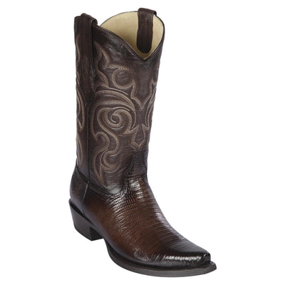 LOS ALTOS BOOTS MENS #940716 SNIP TOE | GENUINE TEJU LIZARD BOOTS | COLOR FADED BROWN image 0