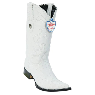 WILD WEST BOOTS #2950328 MEN'S | COLOR WHITE | MEN'S WILD WEST FULL QUILL OSTRICH 3X TOE BOOTS HANDCRAFTED image 0