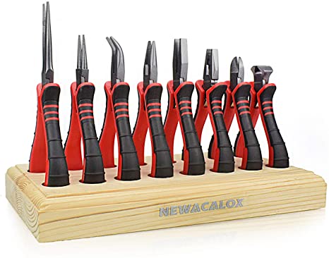 Jewelry Pliers 8PCS Kit, Mini Pliers Set with Wood Pallet Kit,NEWACALOX Precision DIY Plier for Jewelry Making Supplies image 0