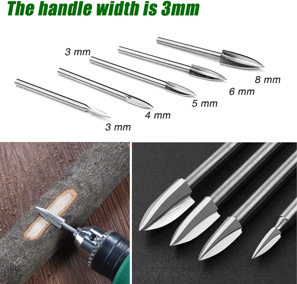 5 PCS Wood Carving Tools, Engraving Drill Accessories Bit Universal Fitment for Rotary Tools image 1
