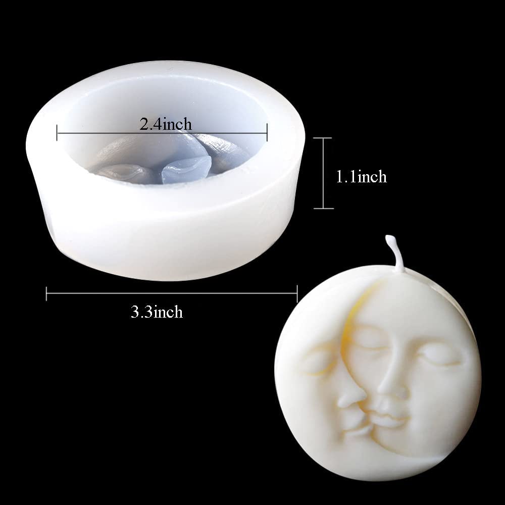MIMIRACLE Human Face Candle Mold Abstract Face Silicone Molds DIY Soap Aromatherapy Molds 3D Portrait Sculpture Home Decor Resin Casting Mould -Moon Face image 1