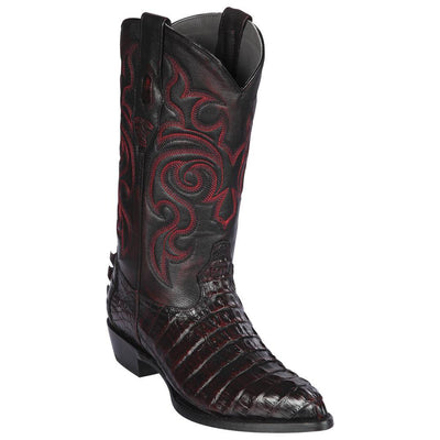 LOS ALTOS BOOTS MENS #990118 J TOE | GENUINE CAIMAN TAIL BOOTS | COLOR BLACK CHERRY image 0