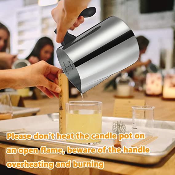 Candle Making Pouring Pot, 32oz Double Boiler Wax Melting Pot, 304 Stainless Steel Candle Making Pitcher with Heat-Resistant Handle and Dripless Pouring Spout Design image 5