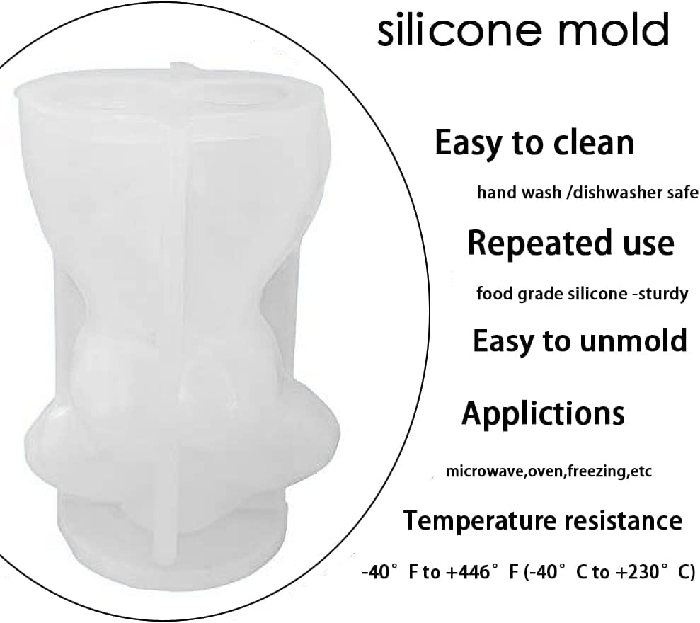 ZIIVARD 2 Pieces 3D Human Body Molds Silicone Candle Mold Female Male Woman Men Sculpture Model Candle Making Wax Mould DIY Crafts Cake Soap Making (Women&amp;Men) image 3