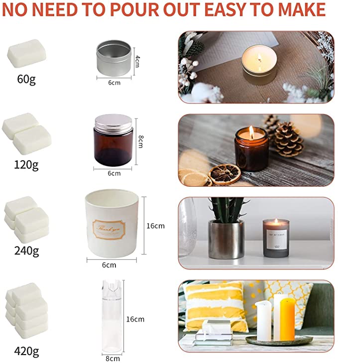 Candle Making Kit for Adults, Candle Making Supplies, Soy Wax Candle Making Kit for Making Soy Candle,Soy Wax for Candle Making,Candle Soy Wax Kit Including Candle Wax Dyes,Candle Wicks,Wick Stickers image 4