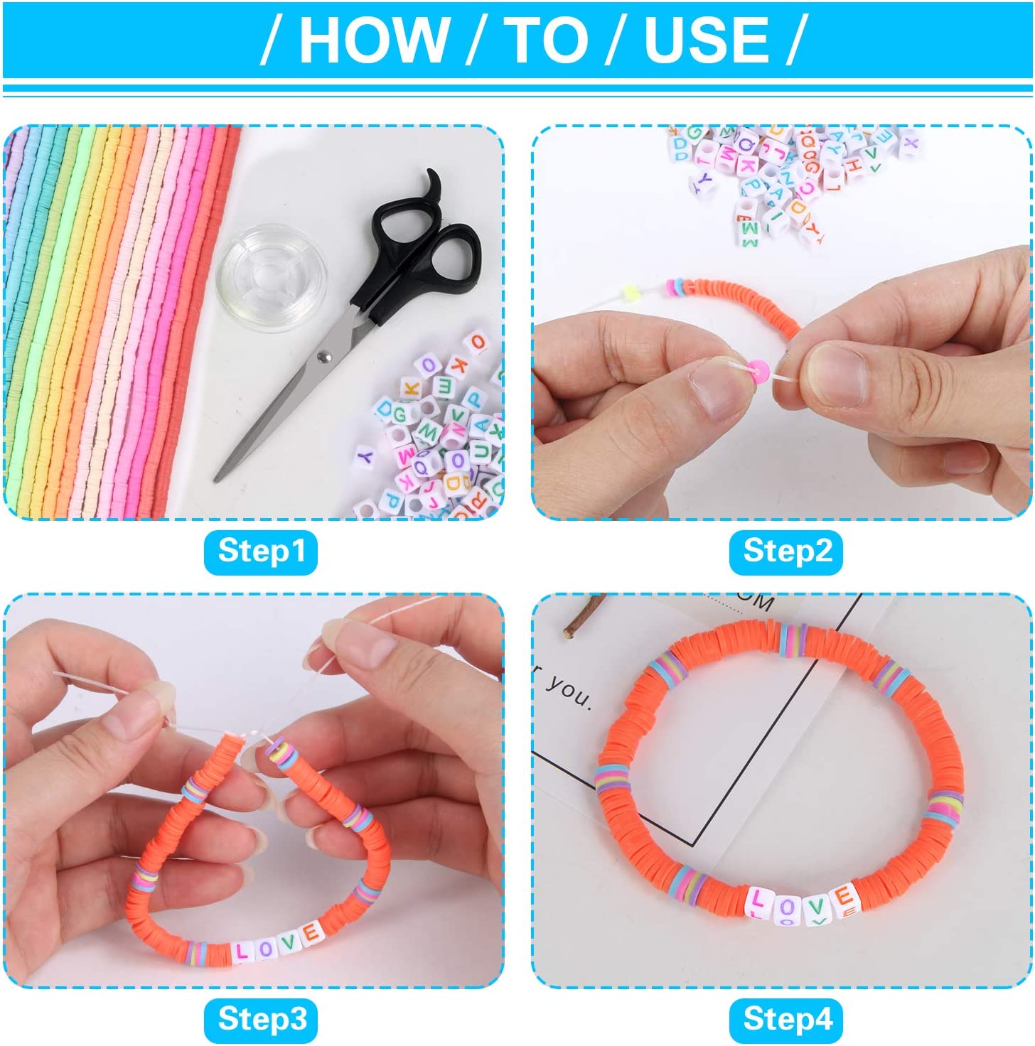 6700 Pcs Colorful Flat Clay Beads and Alphabet Beads for DIY Polymer Colorful Round Handmade Heishi Jewelry Making Beads for Necklace Bracelet Earring Pendant and Anklet Craft Making (20 Strands 6mm) image 3