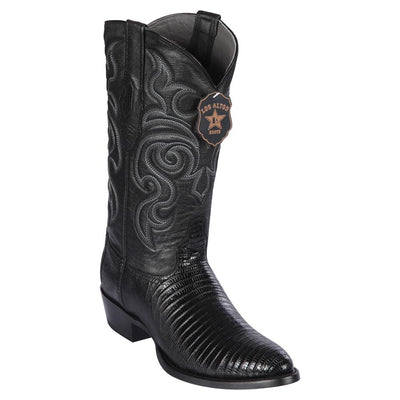 LOS ALTOS BOOTS MENS #650705 ROUND TOE | GENUINE TEJU LIZARD BOOTS HANDCRAFTED | COLOR BLACK image 0