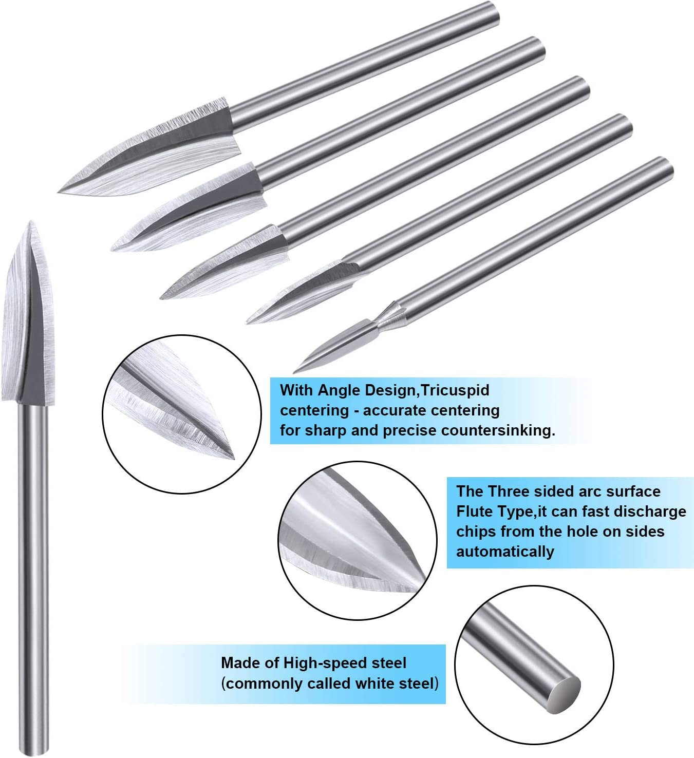 15 Pieces Wood Carving Engraving Drill Bit Woodworking Drill Bit DIY Wood Carving Tools Accessories for Rotary Tools image 3