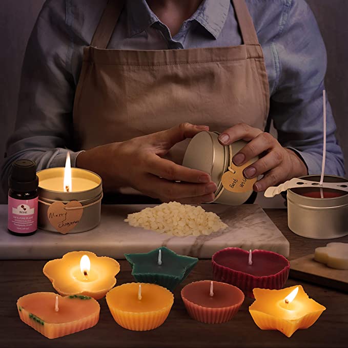 Candle Making Kit, Deluxe Candle Making Supplies, DIY Gifts for Mother's Day, Including Pouring Pot, Beeswax, Color Dye, Fragrance Oil, Thermometer, Candle Tins, Molds, Wicks, Stickers, Wicks Holders image 2