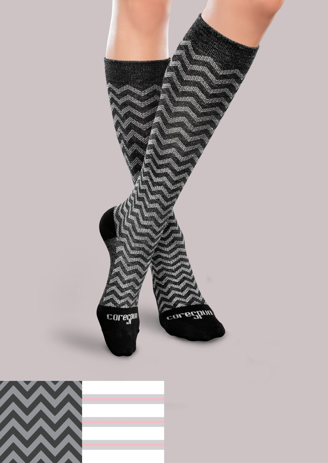 Light Support Socks - Patterned Core Spun image 1
