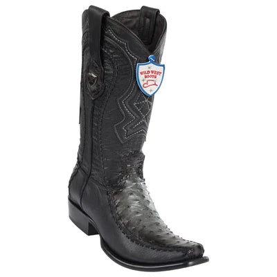 WEST BOOTS #279F0338 MEN'S | COLOR FADED GRAY | MEN'S WILD WEST FULL QUILL OSTRICH BOOTS DUBAI TOE HANDCRAFTED image 0