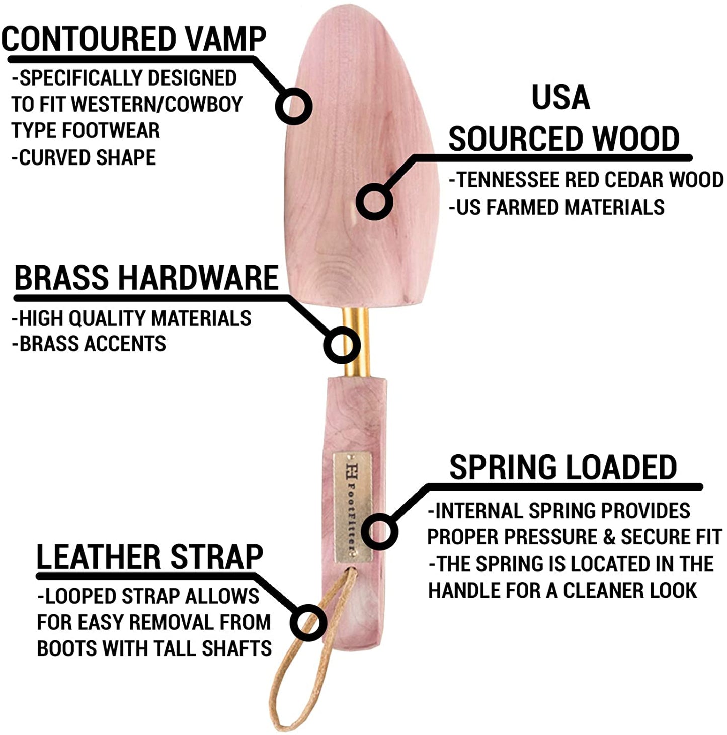 FootFitter Western Cedar Boot Tree - Best Shoe Trees for Western Cowboy Style Boots with USA Wood - CW12, 2 PACK image 2