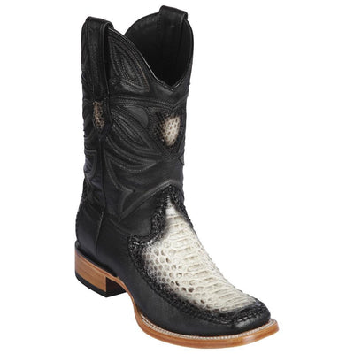 LOS ALTOS BOOTS MENS #82F5749 WIDE SQUARE TOE | GENUINE PYTHON &amp; DEER SKIN BOOTS | COLOR NATURAL image 0