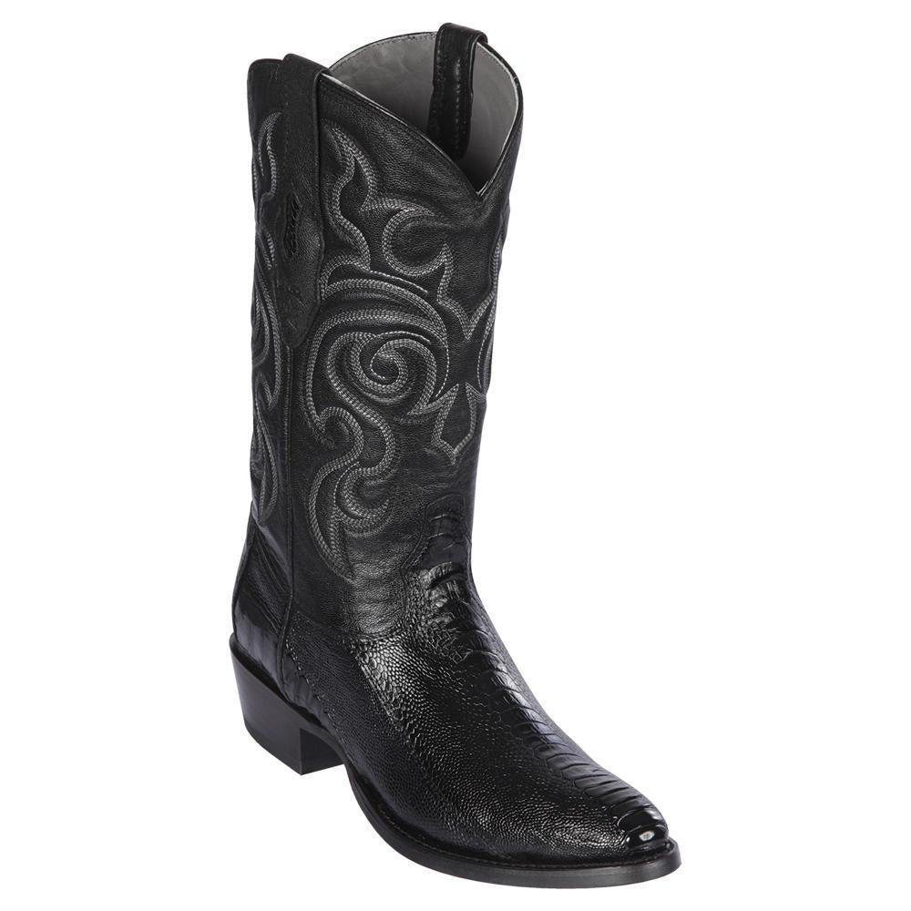 Los Altos Boots Mens #650505 Round Toe | Genuine Ostrich Leg Boots Handmade | Color Black image 0