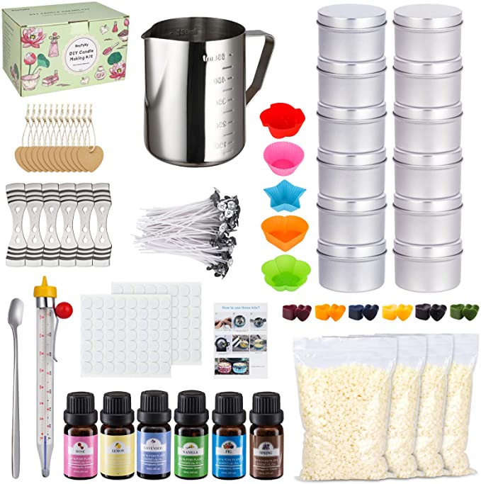 Candle Making Kit, Deluxe Candle Making Supplies, DIY Gifts for Mother's Day, Including Pouring Pot, Beeswax, Color Dye, Fragrance Oil, Thermometer, Candle Tins, Molds, Wicks, Stickers, Wicks Holders image 0