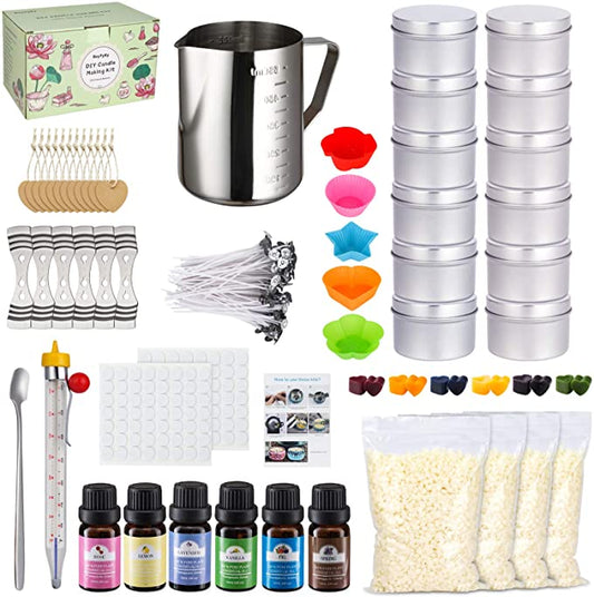 Candle Making Kit, Deluxe Candle Making Supplies, DIY Gifts for Mother's Day, Including Pouring Pot, Beeswax, Color Dye, Fragrance Oil, Thermometer, Candle Tins, Molds, Wicks, Stickers, Wicks Holders image 0