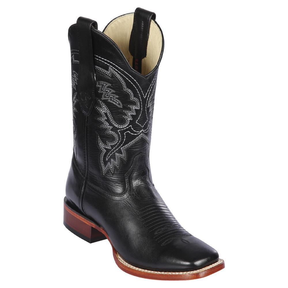 Los Altos Boots Mens #8223805 Wide Square Toe | Genuine Pull Up Leather Boots | Color Black image 0