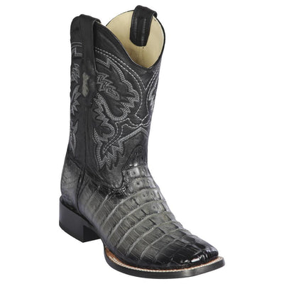 LOS ALTOS BOOTS MENS #8220138 WIDE SQUARE TOE | GENUINE CAIMAN TAIL LEATHER BOOTS | COLOR FADED GRAY image 0