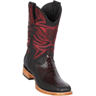 LOS ALTOS BOOTS MENS #82F0518 WIDE SQUARE TOE | GENUINE OSTRICH &amp; DEER LEG SKIN BOOTS | COLOR BLACK CHERRY image 0